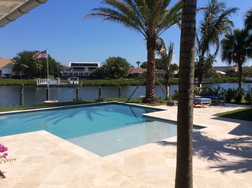 Custom Riverfront Home Transitional Pool Miami by Scales