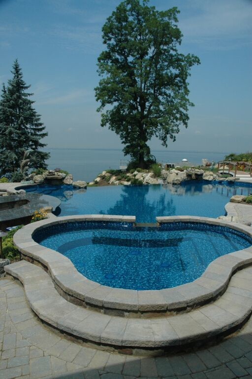 Custom Spa with Infinity Pool Overlooking Long Island Sound, NY Pool