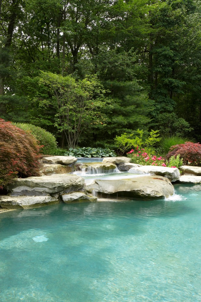 Inspiration for a timeless natural pool remodel in Detroit