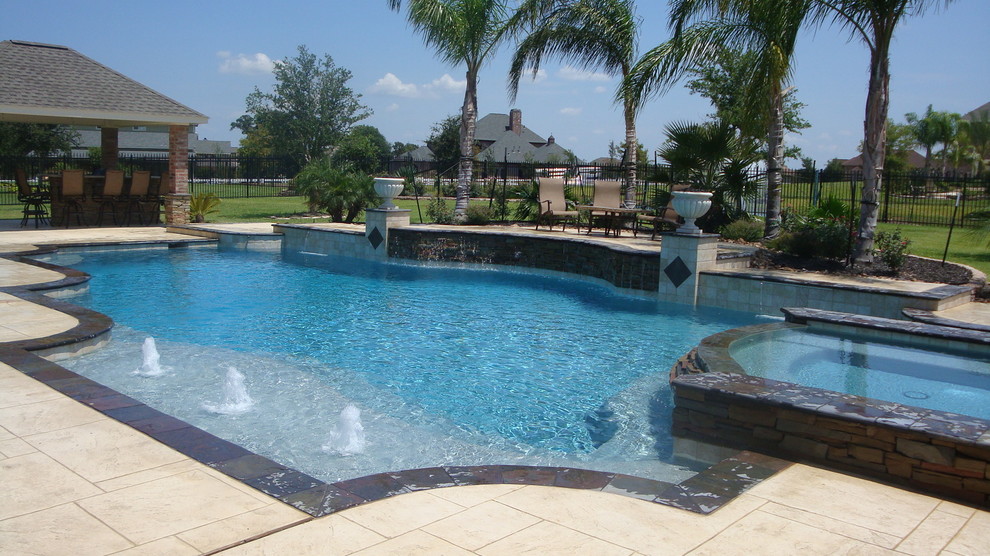 Cypress Custom Pools Grecian Style Showcase Pool W/ Slate, Stacked