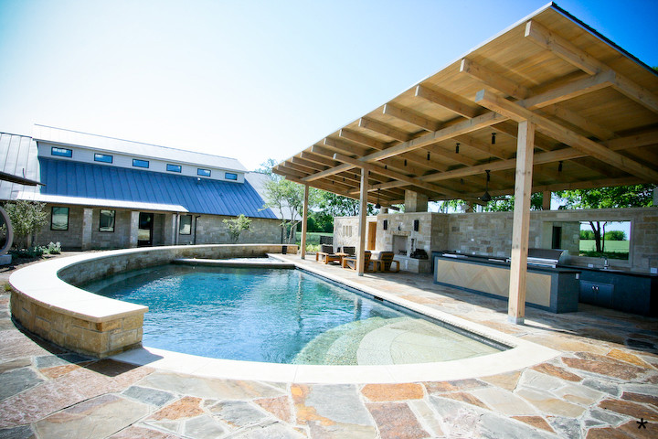 Design ideas for a contemporary swimming pool in Dallas.