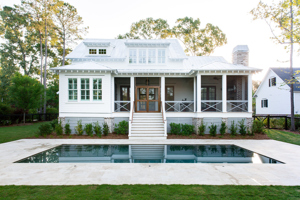 Inspiration for a traditional back lengths swimming pool in Charleston.