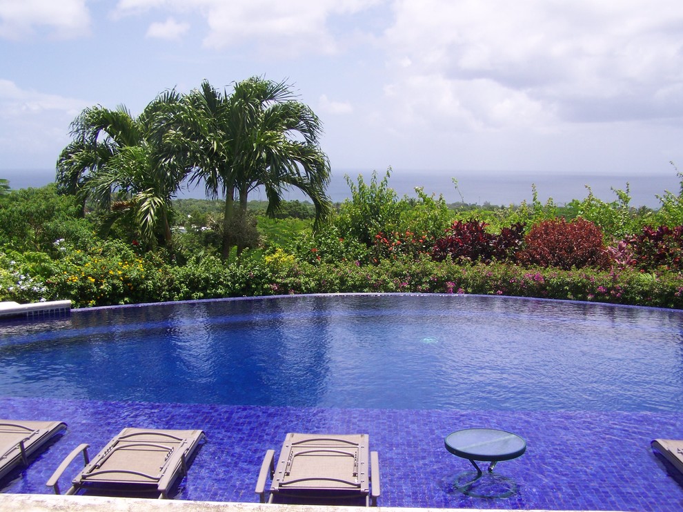 Diseño de piscina infinita tropical
