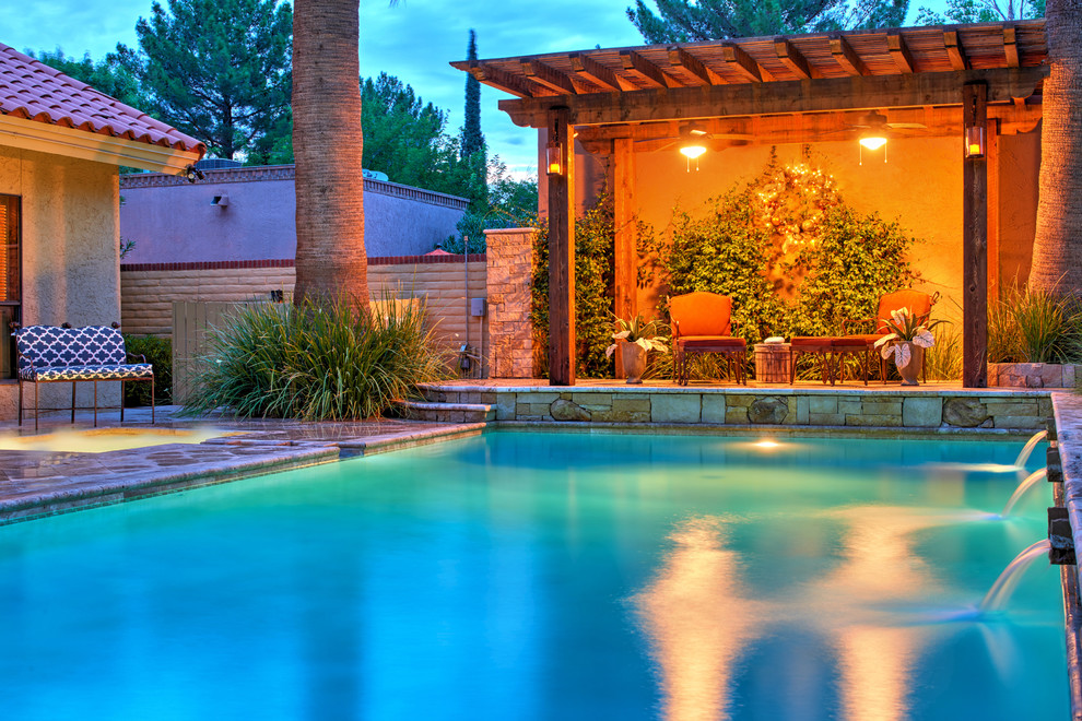 Pool - mid-sized mediterranean pool idea in Austin