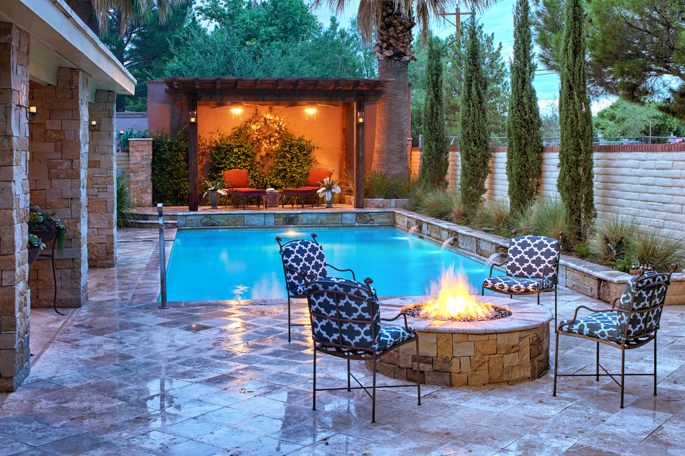 Inspiration for a mid-sized mediterranean pool remodel in Austin