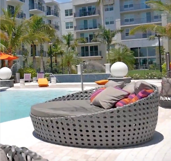 Daybed Contemporary Pool Miami by The Garden District