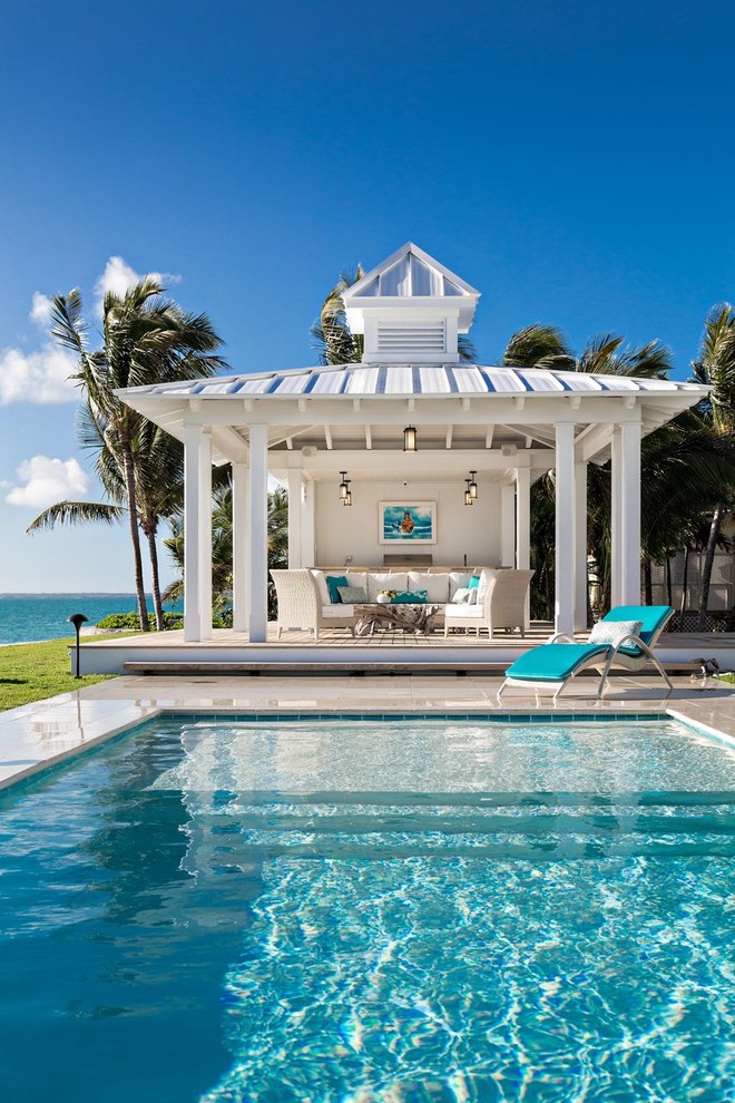 Coastal rectangular swimming pool in Miami.