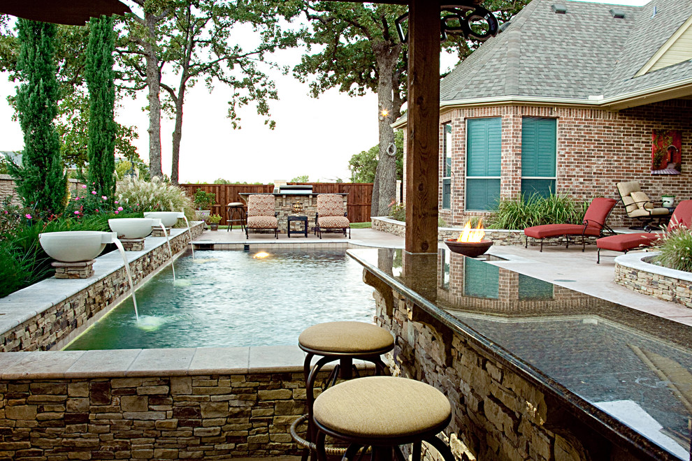 Dry Stack Custom Swimming Pool North Richland Hills, TX Rustic