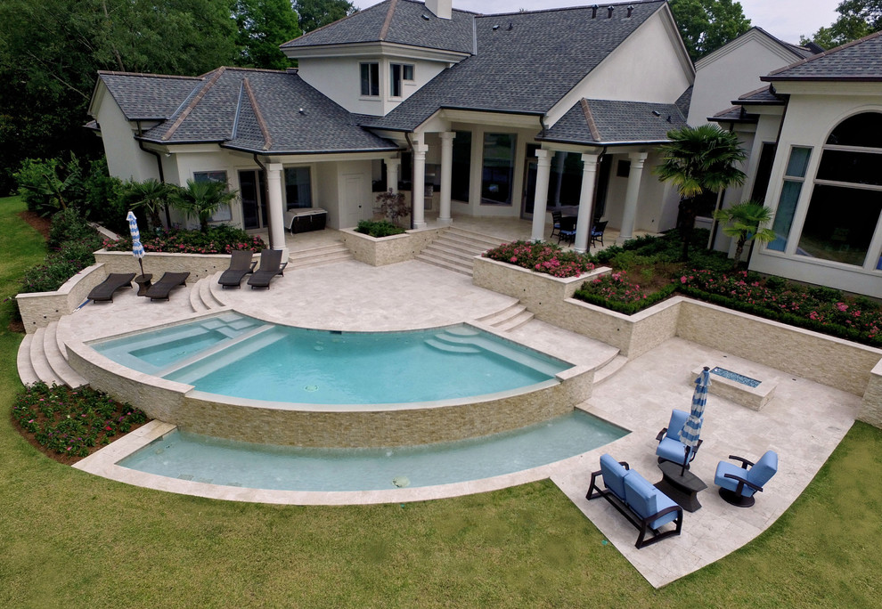 Kleiner Moderner Pool hinter dem Haus in individueller Form mit Betonboden in New Orleans