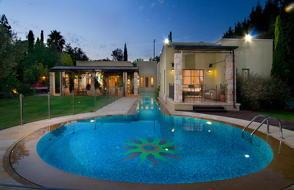 Tuscan custom-shaped lap pool photo in Other
