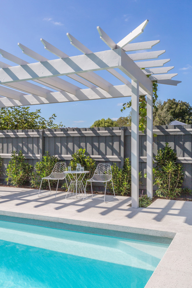 Modelo de casa de la piscina y piscina natural minimalista grande interior