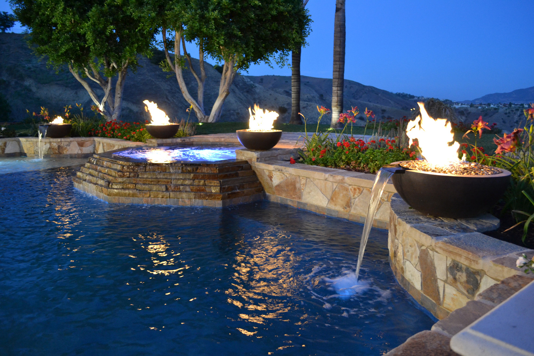 Fire and Water Bowls Poolside Project - Contemporary - Pool - Los Angeles -  by Architectural Pottery | Houzz