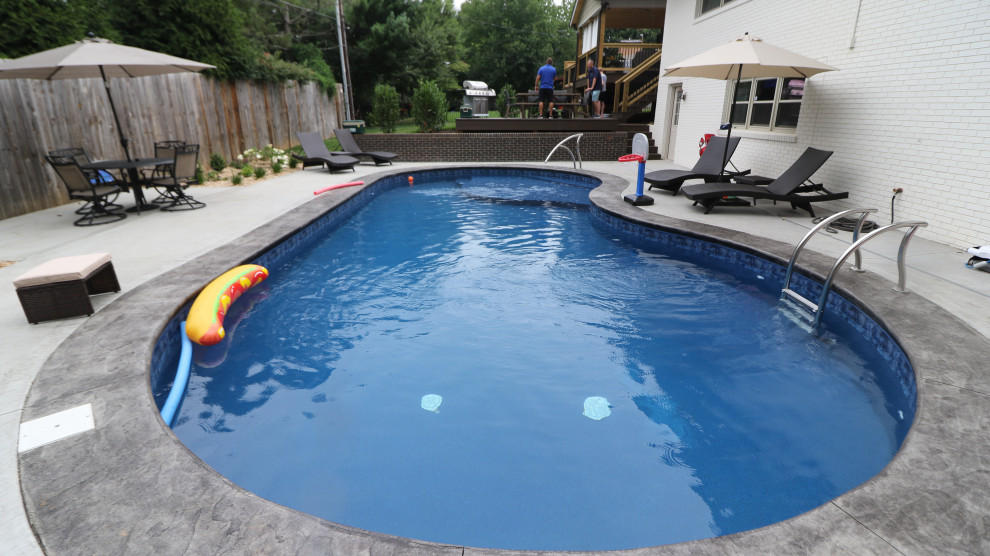 Flatback Kidney Build Vinyl Liner Inground Pool Mediterranean