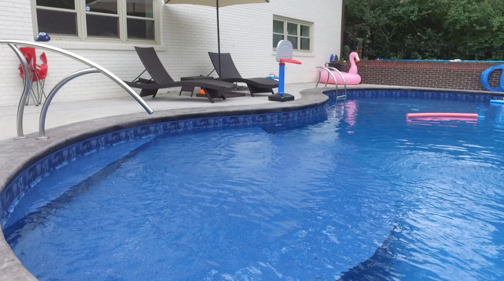 Flatback Kidney Build Vinyl Liner Inground Pool Mediterranean