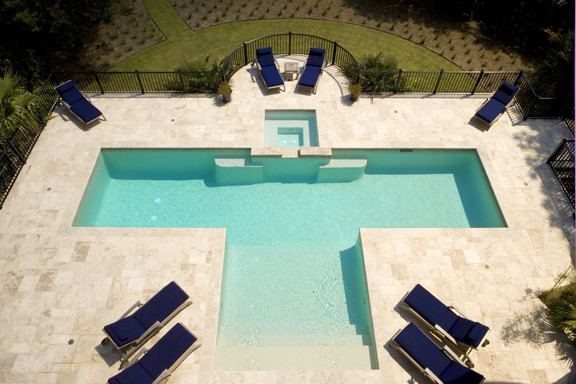 This is an example of an eclectic swimming pool in Charleston.