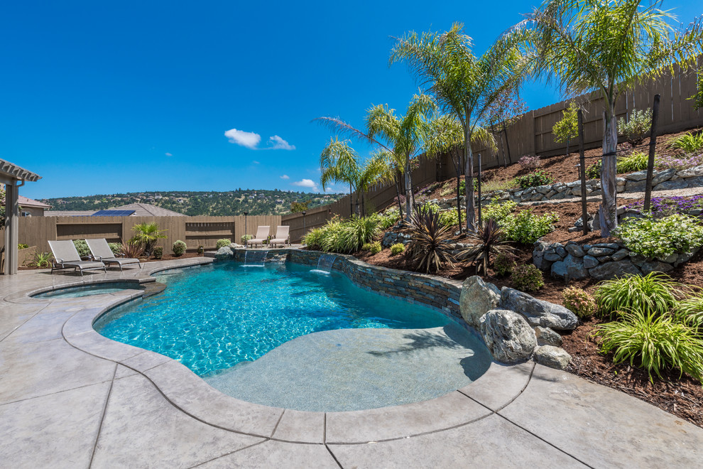 Folsom Water Fall Pool Tropical Pool Sacramento by Premier
