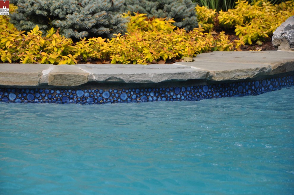 Idee per una piscina design personalizzata di medie dimensioni e dietro casa con un acquascivolo