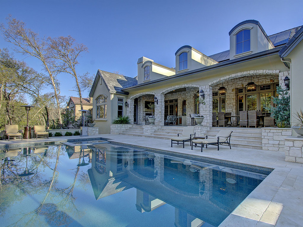 French Country Home Pool Sacramento by TurnKey Construction