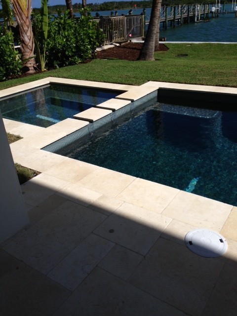 Galala Cream Limestone Paver and Pool Coping Project - Mediterranean ...