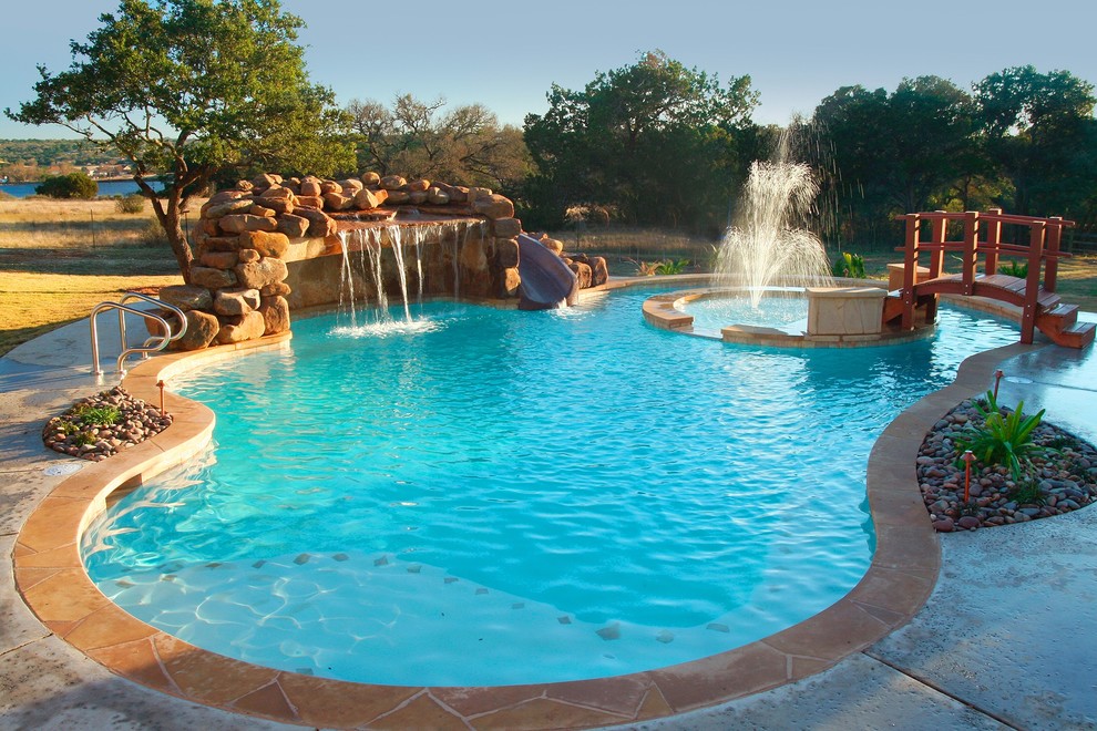 Garden Bridge Traditional Pool Austin by Redwood Garden Bridges