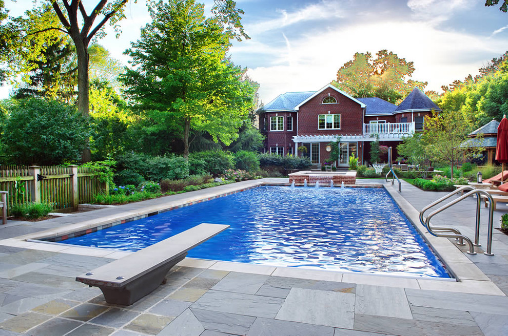 Geometric Outdoor Inground Swimming Pools Traditional Pool