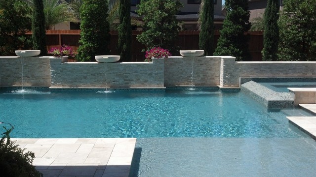 Geometric Pool With Raised Beam Wall Modern Pool Houston By Great Escapes Custom Pools