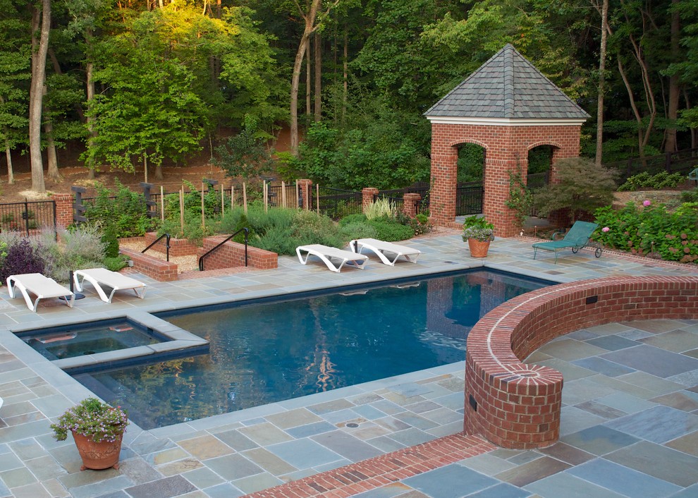 This is an example of a traditional swimming pool in Charlotte.