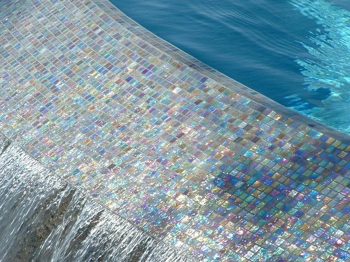 Immagine di una piscina stile marino rettangolare con paesaggistica bordo piscina