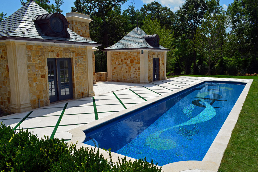 Glass Tile Mosaic Swimming Pool Traditional Pool New York by