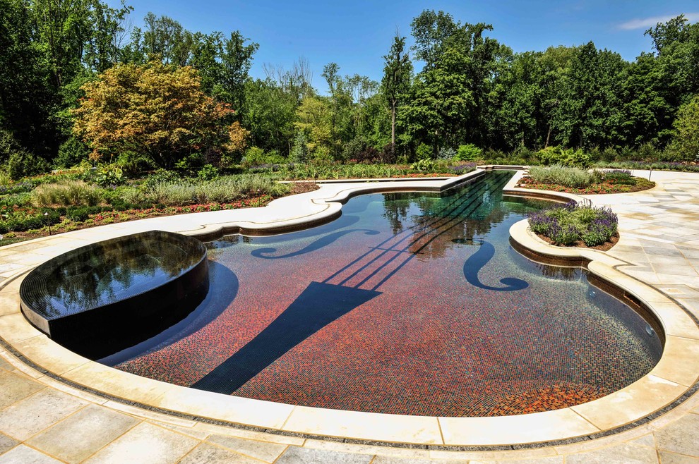 Eclectic custom-shaped pool photo in New York