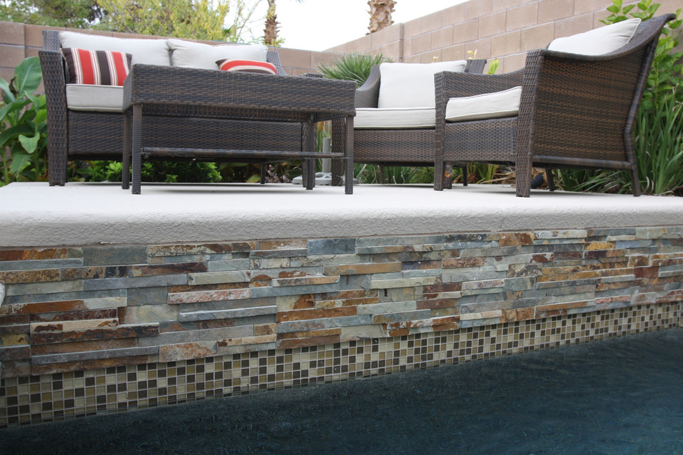 Glass tile projects Mosaic earth tone 1” X 1” glass tile was utilized