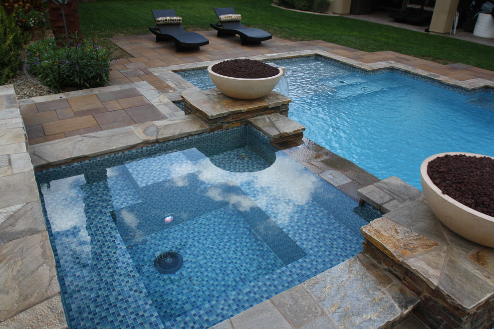Glass tile projects The alltile spa, wet deck, waterline and raised