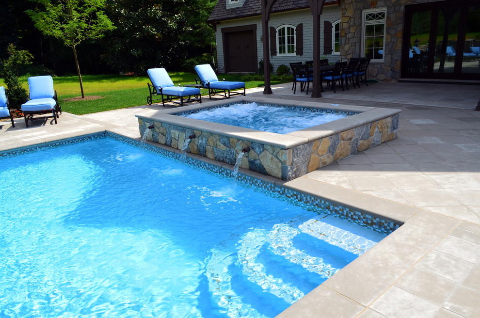 Glass Tile Swimming Pool Waterline Traditional Pool New York by