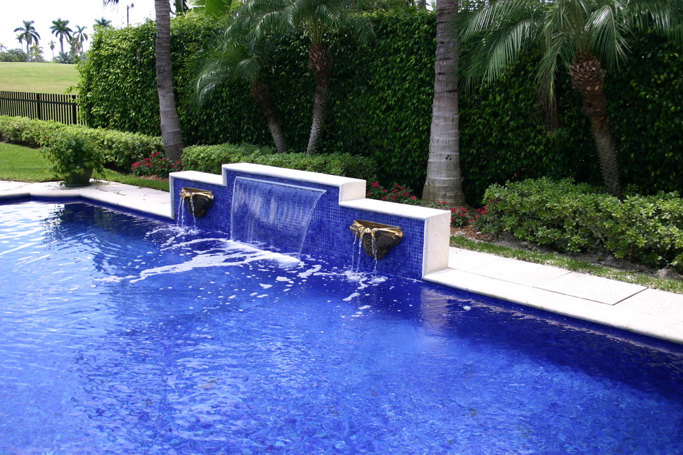 Glass tile waterfall Eclectic Pool Miami by Foreverpools Houzz