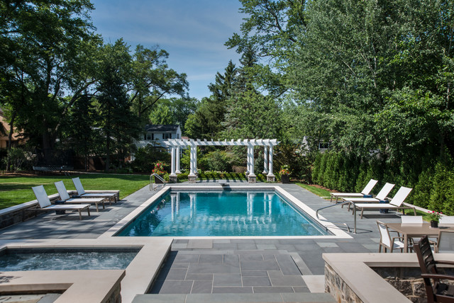 Glen Ellyn Swimming Pool, Spa Inside Pool, Pergola - Traditional - Pool ...