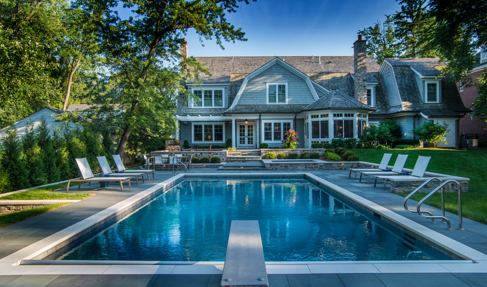 Glen Ellyn Swimming Pool, Spa Inside Pool, Pergola Traditional
