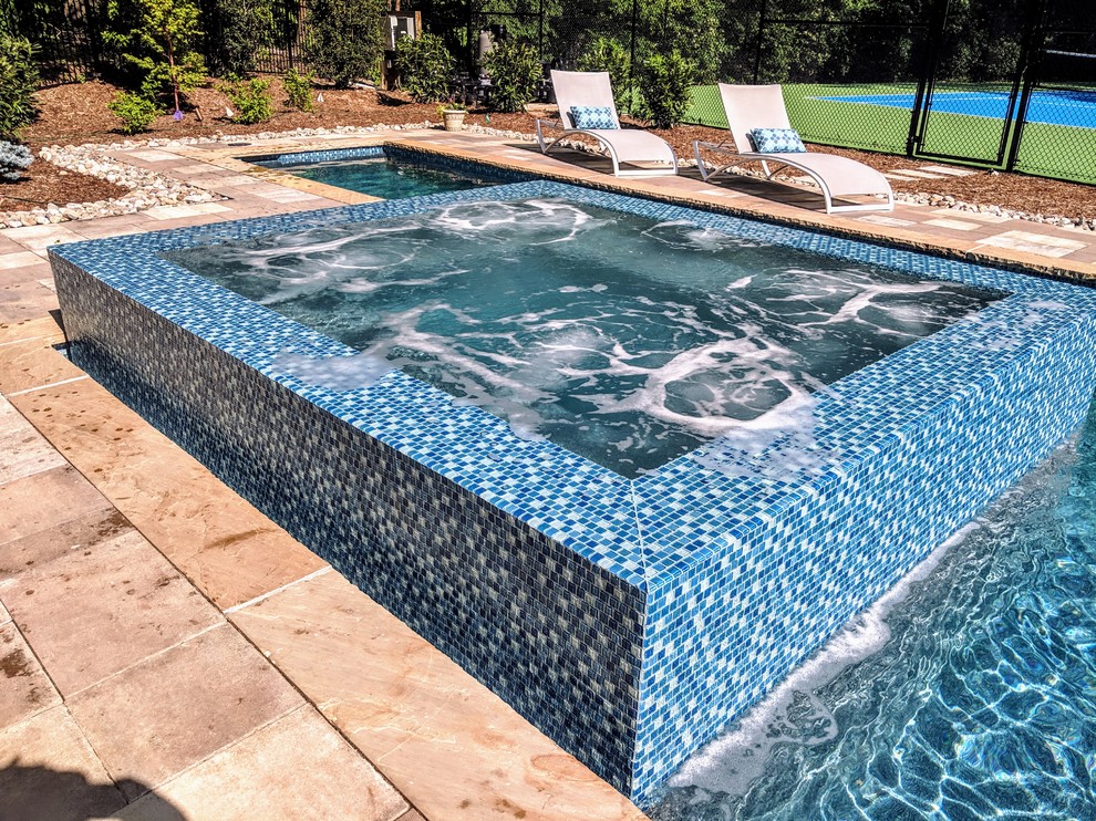 Gorgeous Glass Tile 360 Spillover Spa and lap pool - Traditional - Pool -  Other - by Vue Custom Pools | Houzz