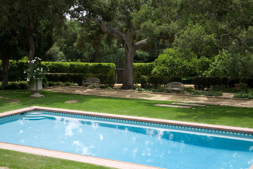 This is an example of a large traditional swimming pool in Santa Barbara.