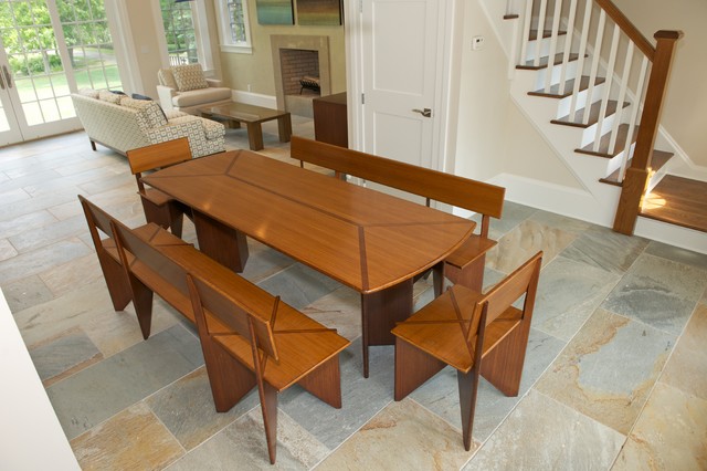 Greenwich CT Bamboo Dining table and Benches for the Pool House -  Contemporary - Pool - New York - by Culin & Colella, Inc. | Houzz