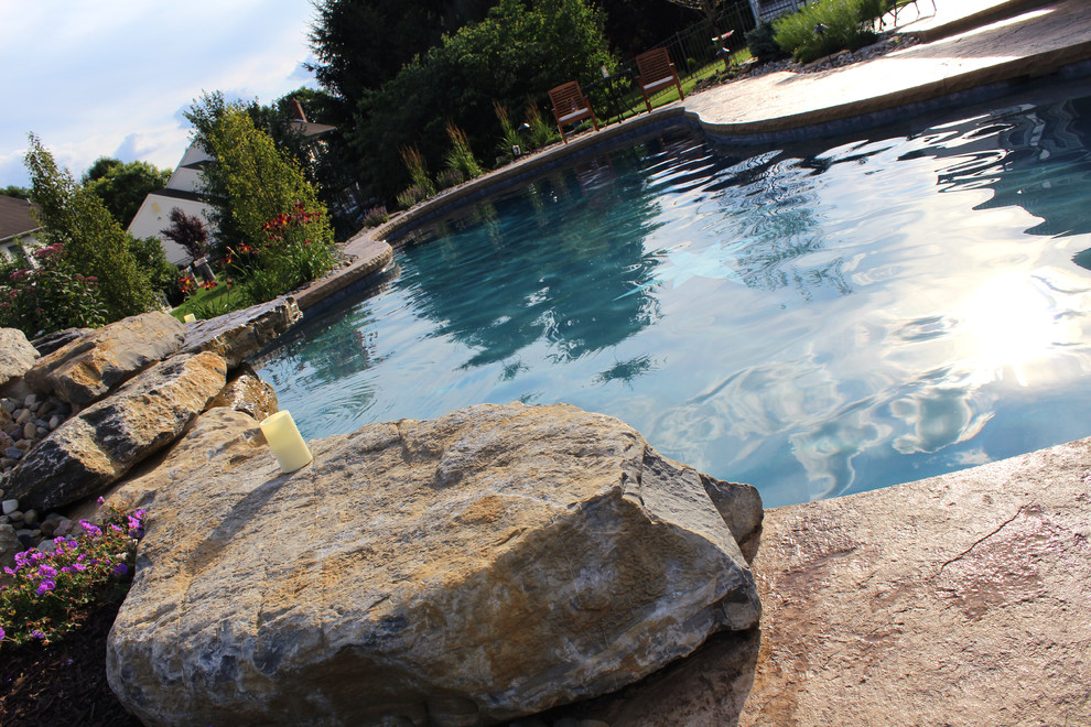 Hanover Township custom pool with boulder waterfall Traditional Pool Philadelphia by B&B