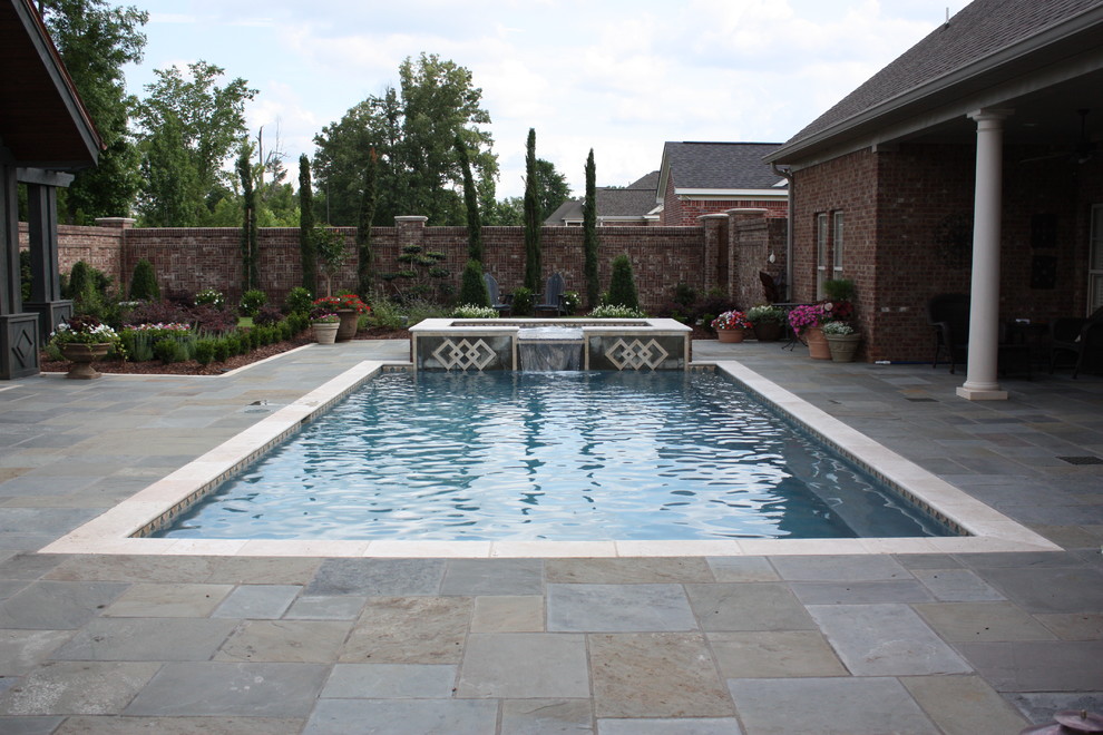 Photo of a modern back rectangular swimming pool in Jackson.