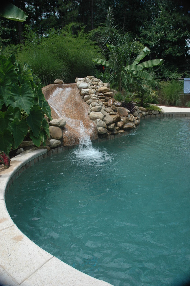 Hidden Slide And Tropical Pool Tropical Pool Atlanta By Hilltop Pools And Spas Inc
