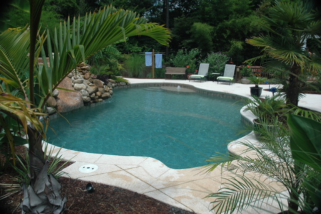 Hidden Slide And Tropical Pool Tropical Swimming Pool And Hot Tub Atlanta By Hilltop