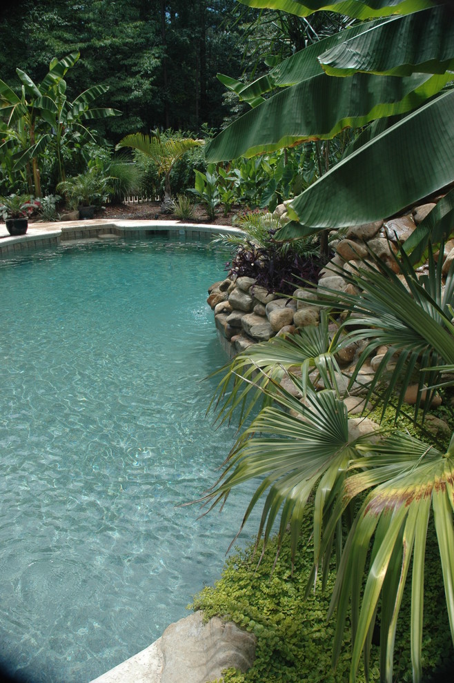 Exotisk inredning av en pool