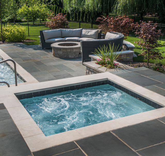 Highland Park,IL Swimming Pool, Separate Elevated Hot Tub, Sunshelf w