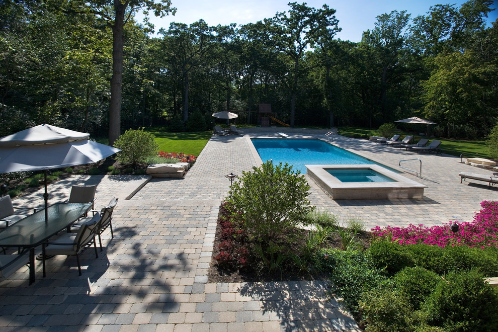 Highland Park Swimming Pool With Raised Hot Tub and Auto Cover