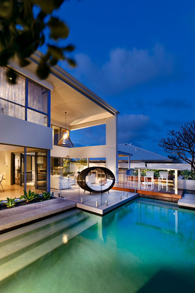 This is an example of a contemporary custom shaped swimming pool in Perth.