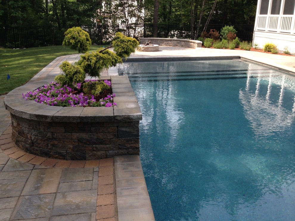 Hooksett, NH Pool Patio, Fire Pit, Outdoor Kitchen Contemporary