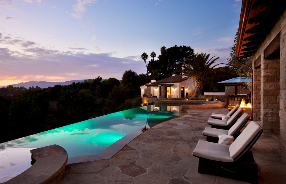 Mediterranean swimming pool in Santa Barbara.