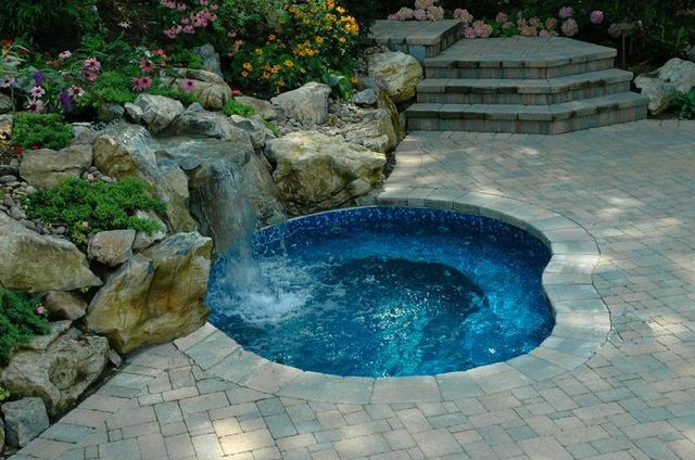 photo In Ground Hot Tub Design Ideas in ground spa modern pool new
